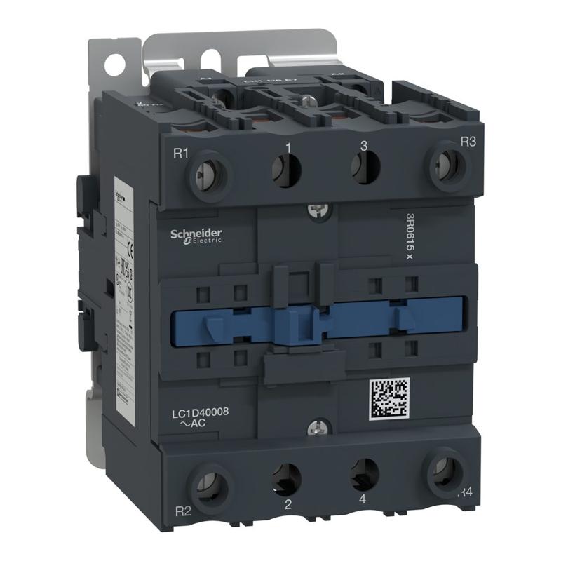 Schneider Electric TeSys D contactor - 4P(2 NO + 2 NC) - AC-1 <= 440 V 60 A 220 V AC 50/60 Hz coil, manufacturer catalog image