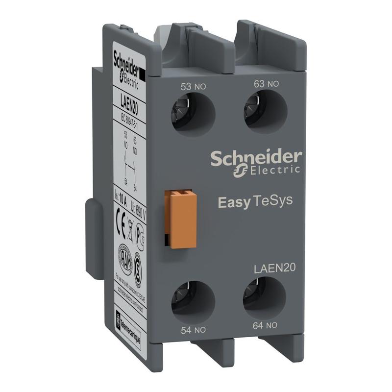 Schneider Electric EasyPact TVS - auxiliary contact block - 2 NO - screw-clamps terminals, manufacturer catalog image