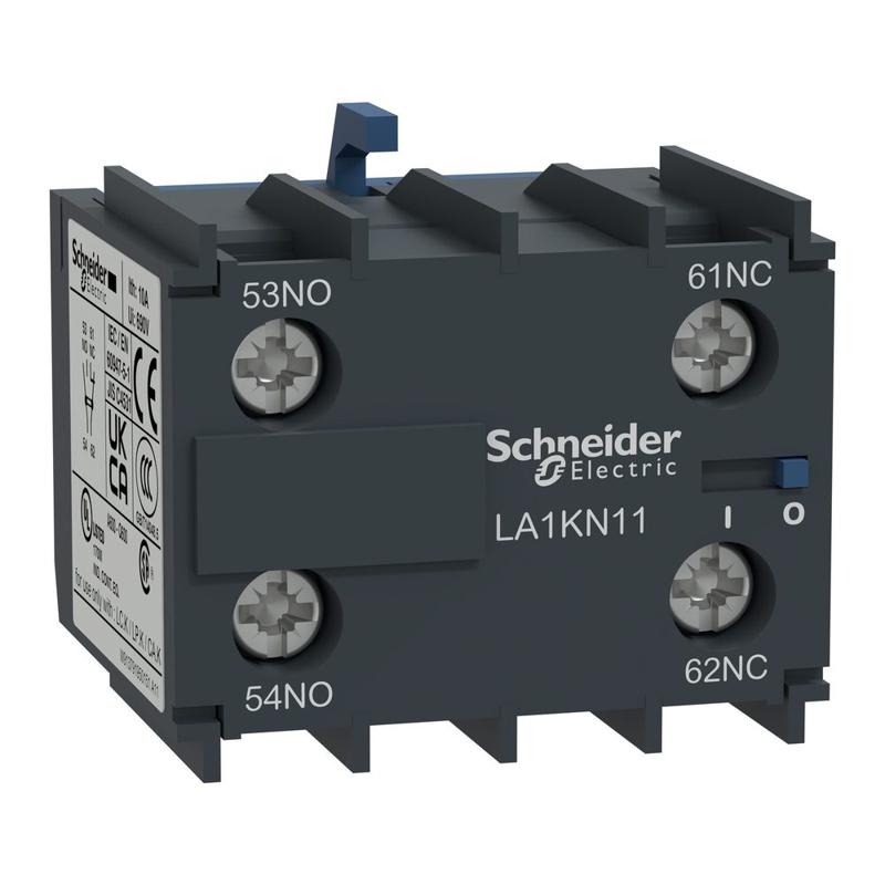 Schneider Electric Auxiliary contact block, TeSys K, 1NO + 1NC, screw terminals, manufacturer catalog image