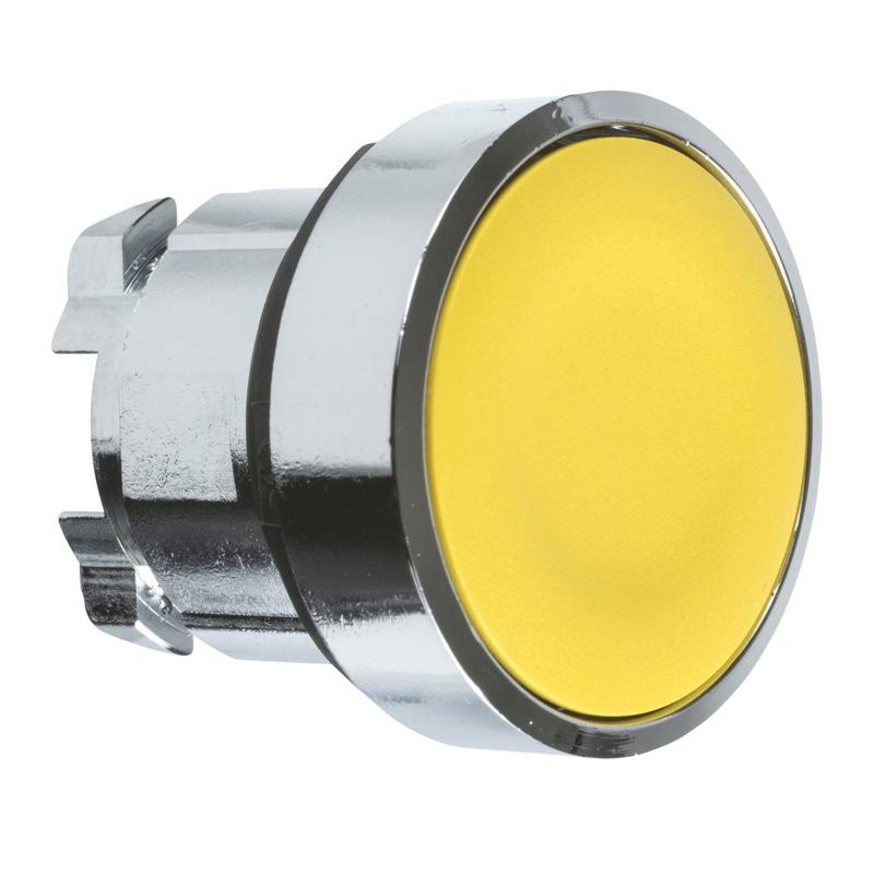 Schneider Electric yellow flush pushbutton head Ø22 spring return unmarked, manufacturer catalog image