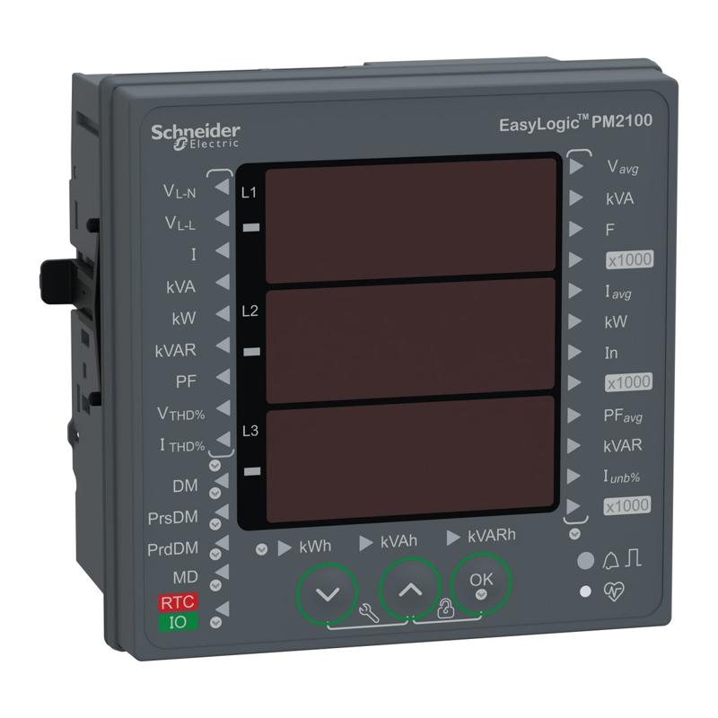 Schneider Electric EasyLogic PM2120, Power & Energy meter, up to the 15th harmonic, LED display, RS485, class 1, manufacturer catalog image