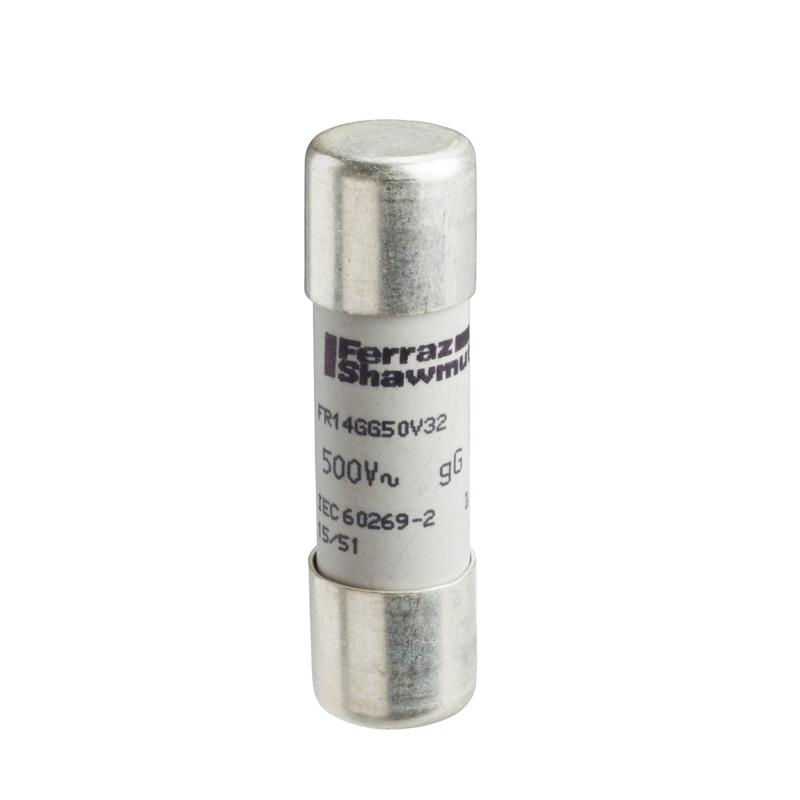 Schneider Electric NFC cartridge fuses, TeSys GS, cylindrical 14mm x 51mm, fuse type gG, 500VAC, 40A, without striker, set of 10 parts, manufacturer catalog image