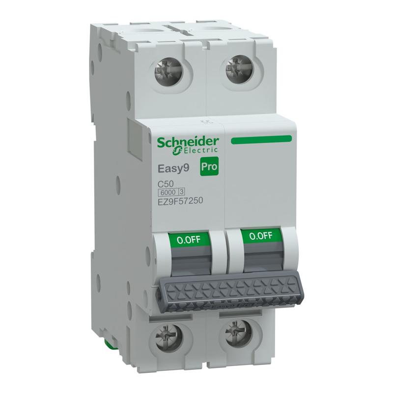 Schneider Electric Miniature Circuit Breaker(MCB), Easy9 Pro, 2P, 50A, C curve, 6000A(IEC/EN 60898-1), manufacturer catalog image