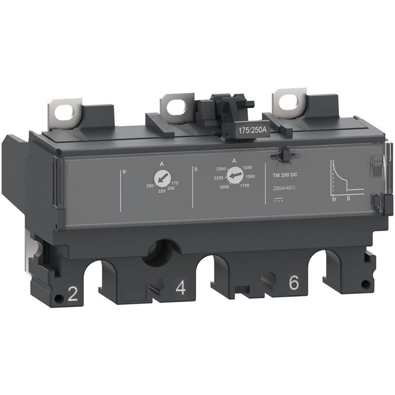 Schneider Electric Trip unit TM125DC, ComPacT NSX 160 DC, thermal magnetic, 125A rating, 3 Poles 3d, manufacturer catalog image