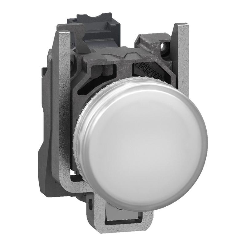 Schneider Electric Pilot light, metal, white, Ø22, plain lens with integral LED, 24 V AC/DC, manufacturer catalog image