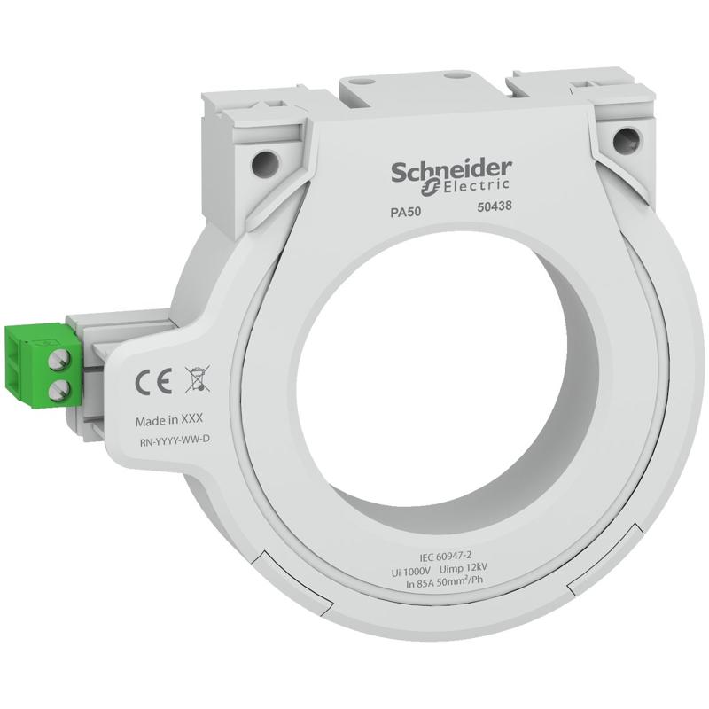 Schneider Electric closed toroid A type, for Vigirex and Vigilhom, PA50, inner diameter 50 mm, rated current 85 A, manufacturer catalog image