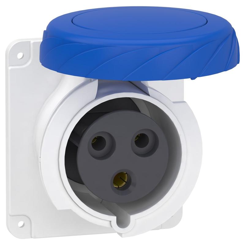 Schneider Electric PratiKa socket - screw - straight - 32A - 2P + E - 200...250 V AC - panel, manufacturer catalog image
