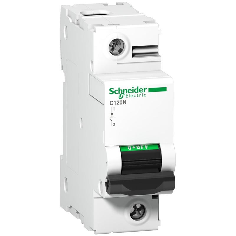 Schneider Electric Miniature circuit-breaker, Acti9 C120N, 1P, 100 A, C curve, 10000 A (IEC 60898-1), 10 kA (IEC 60947-2), manufacturer catalog image
