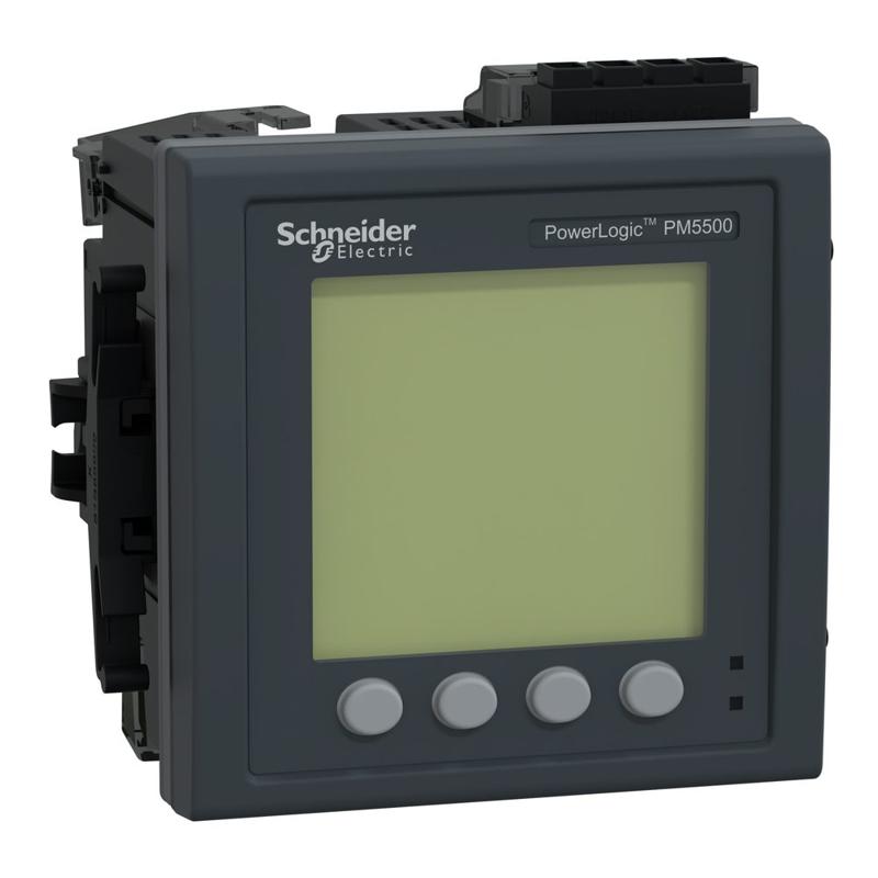 Schneider Electric PM5580 Meter, 2 ethernet, up to 63th H, 1,1M, 24VDC, 4DI/2DO 52 alarms, manufacturer catalog image