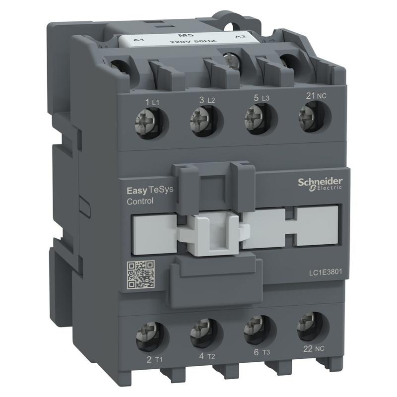 Schneider Electric EasyPact TVS contactor 3P(3 NO) - AC-3 - <= 440 V 38A - 220 V AC coil, manufacturer catalog image