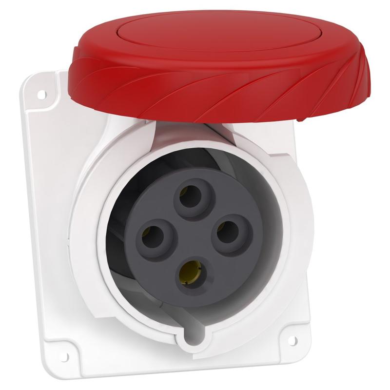 Schneider Electric PratiKa socket - fast - angled - 32A - 3P + E - 380...415 V AC - panel, manufacturer catalog image