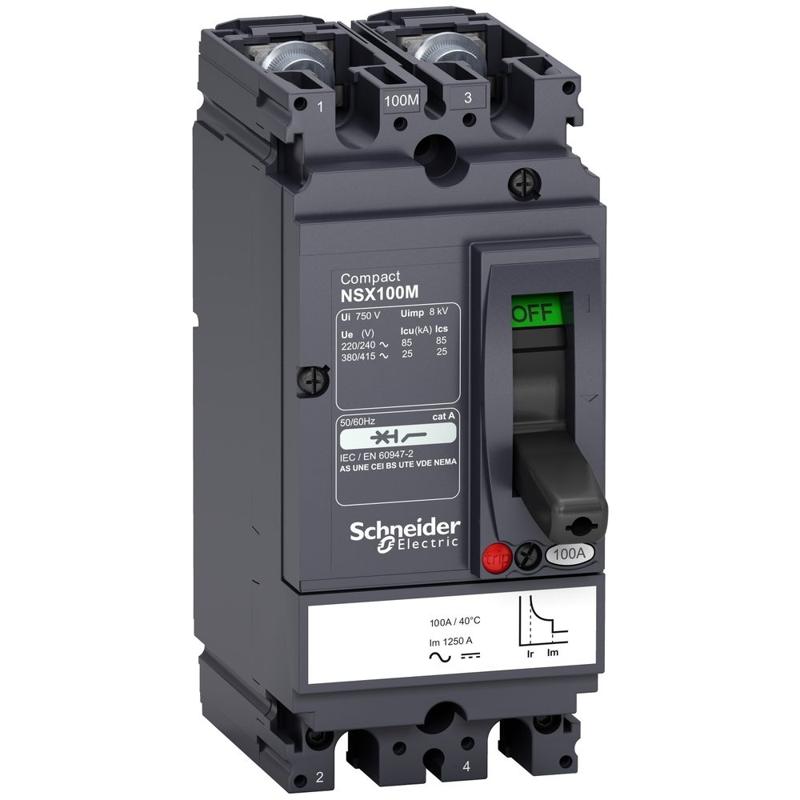 Schneider Electric circuit breaker Compact NSX100M - TMD - 25 A - 2 poles 2d, manufacturer catalog image
