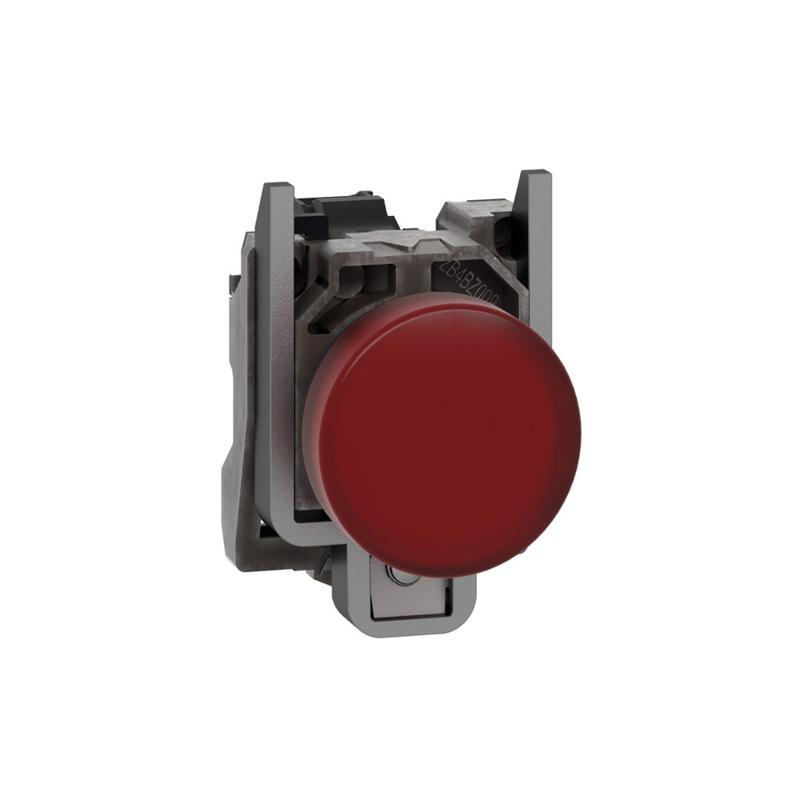 Schneider Electric Pilot light, metal, red, Ø22, plain lens with integral LED, 230...240 VAC, manufacturer catalog image