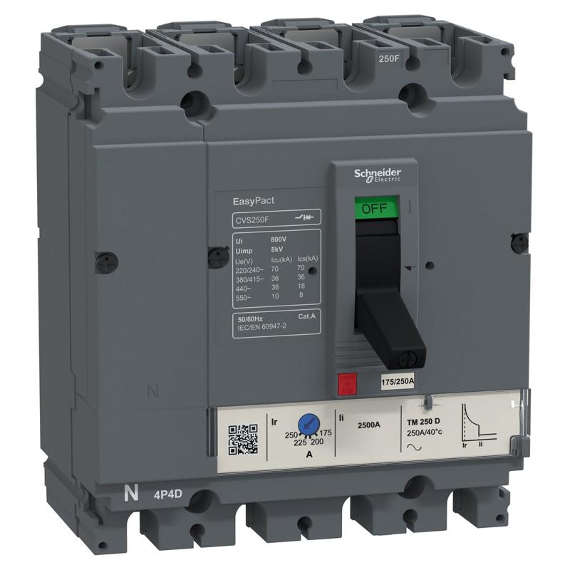 Schneider Electric Easypact CVS - CVS100F TM63D circuit breaker - 4P/3d, manufacturer catalog image