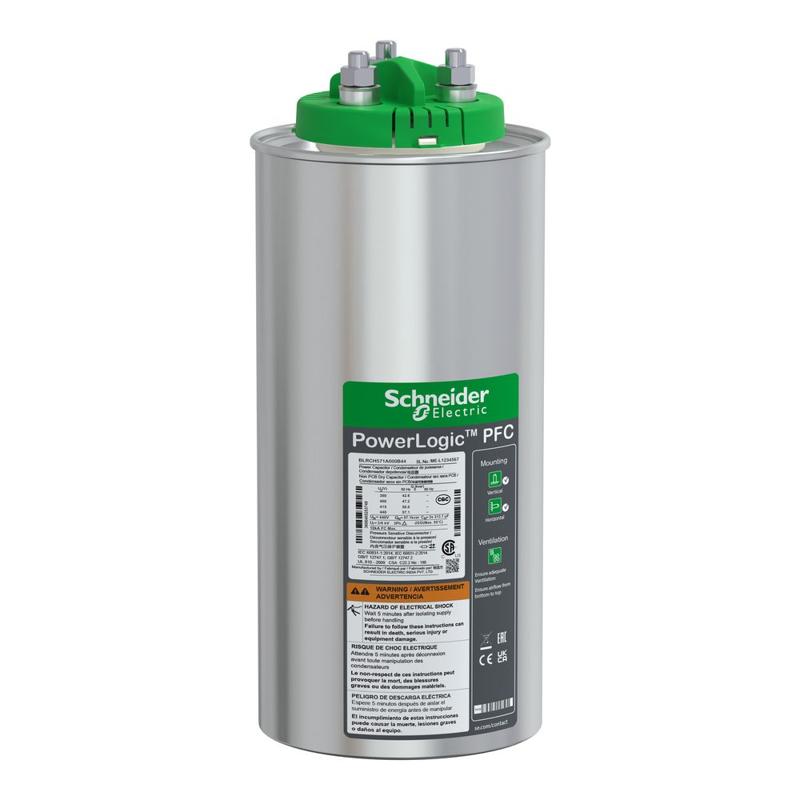 Schneider Electric VarPlus Can HDuty Capacitor - 57.1/0 kvar - 440 V - 50/60Hz, manufacturer catalog image