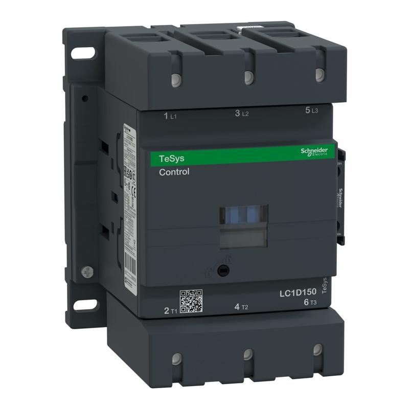 Schneider Electric TeSys D contactor - 3P(3 NO) - AC-3 - <= 440 V 150 A - 24 V DC standard coil, manufacturer catalog image