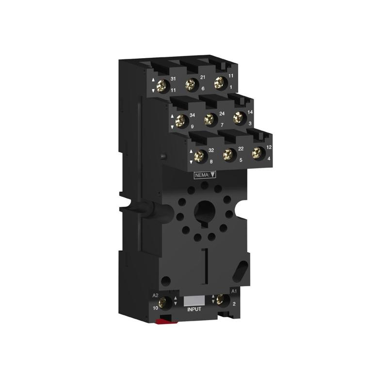 Schneider Electric Harmony, Socket, for RUMC3 relays, 12 A, screw connectors, separate contact, manufacturer catalog image