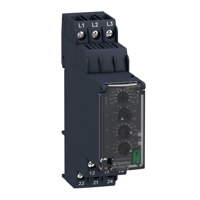 Schneider Electric three-Phase Voltage control relay 380…480Vac, 2 C/O, manufacturer catalog image