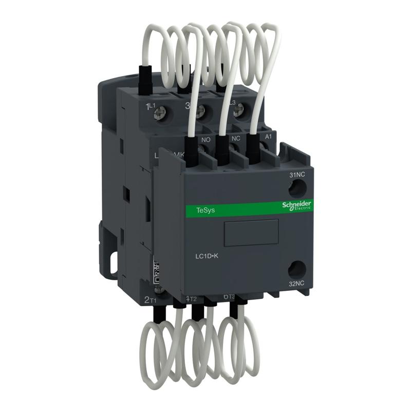Schneider Electric Capacitor contactor, TeSys D, 25 kVAR at 400 V/50 Hz, coil 220 V AC 50/60 Hz, manufacturer catalog image