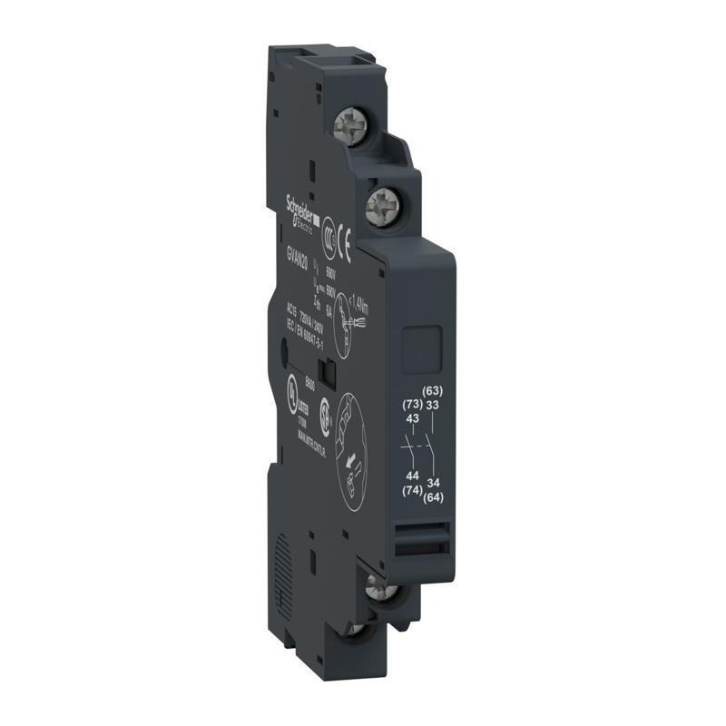 Schneider Electric TeSys GV2 & GV3 - auxiliary contact block - 2 NO, manufacturer catalog image