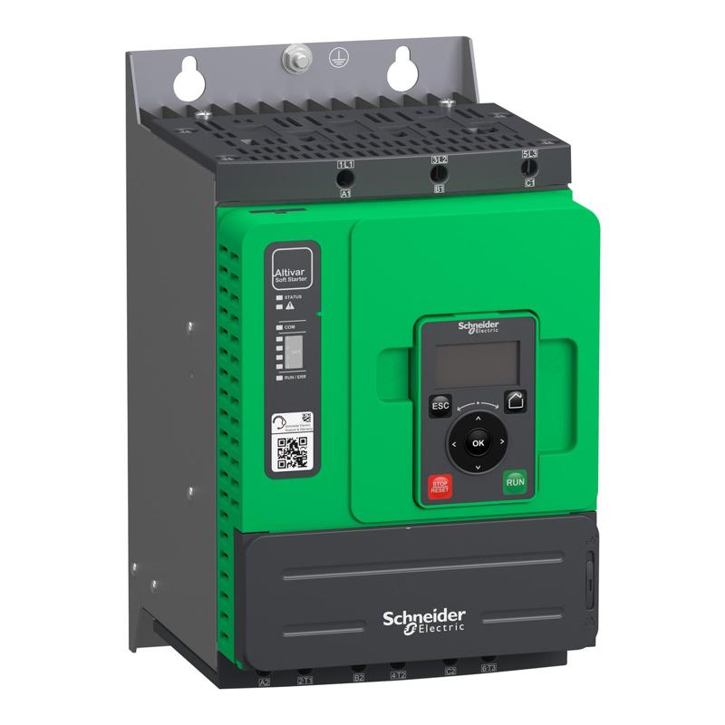 Schneider Electric Soft starter, Altistart 480, 38A, 208 to 690V AC, control supply 110 to 230V AC, manufacturer catalog image