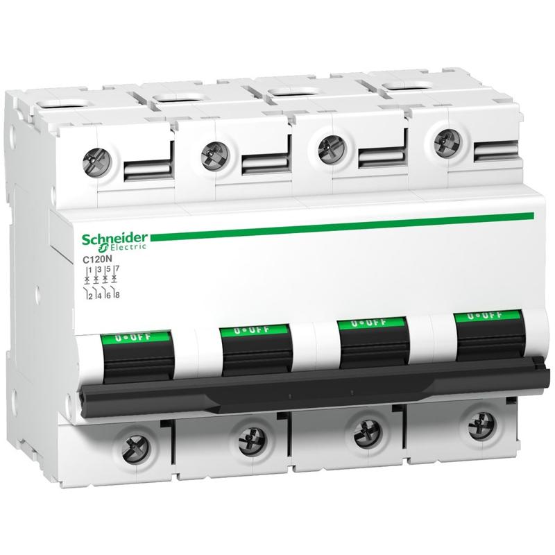 Schneider Electric C120N - circuit breaker - 4P - 63A - C curve, manufacturer catalog image