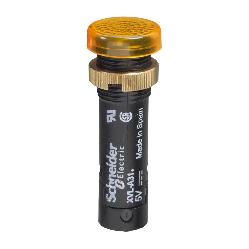Schneider Electric pilot light Ø12 - IP40/IP65 - yellow - covered LED included - 24V - lugs, manufacturer catalog image