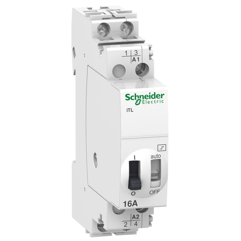 Schneider Electric impulse relay iTL - 2P - 2 NO - 16A - coil 24 VDC - 48 VAC 50/60Hz, manufacturer catalog image