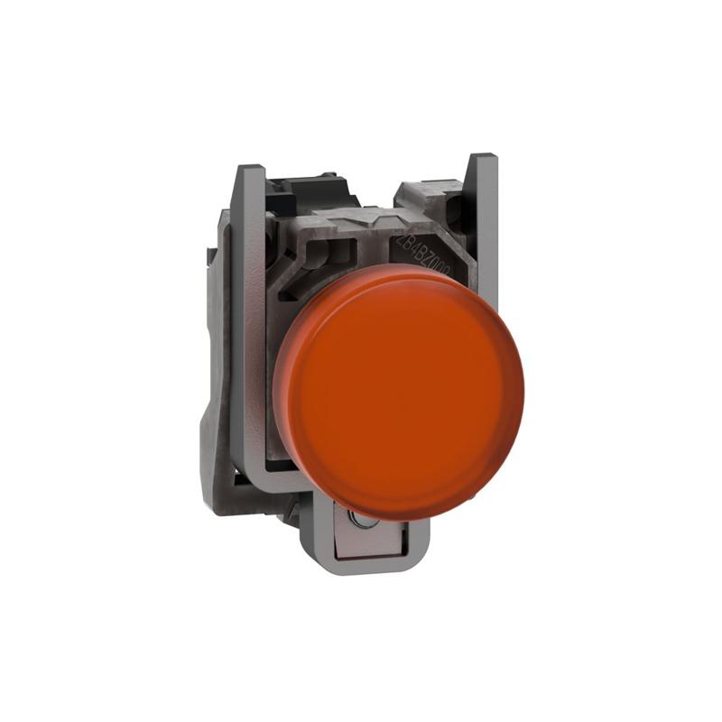 Schneider Electric Pilot light, metal, orange, Ø22, plain lens with integral LED, 230...240 VAC, manufacturer catalog image