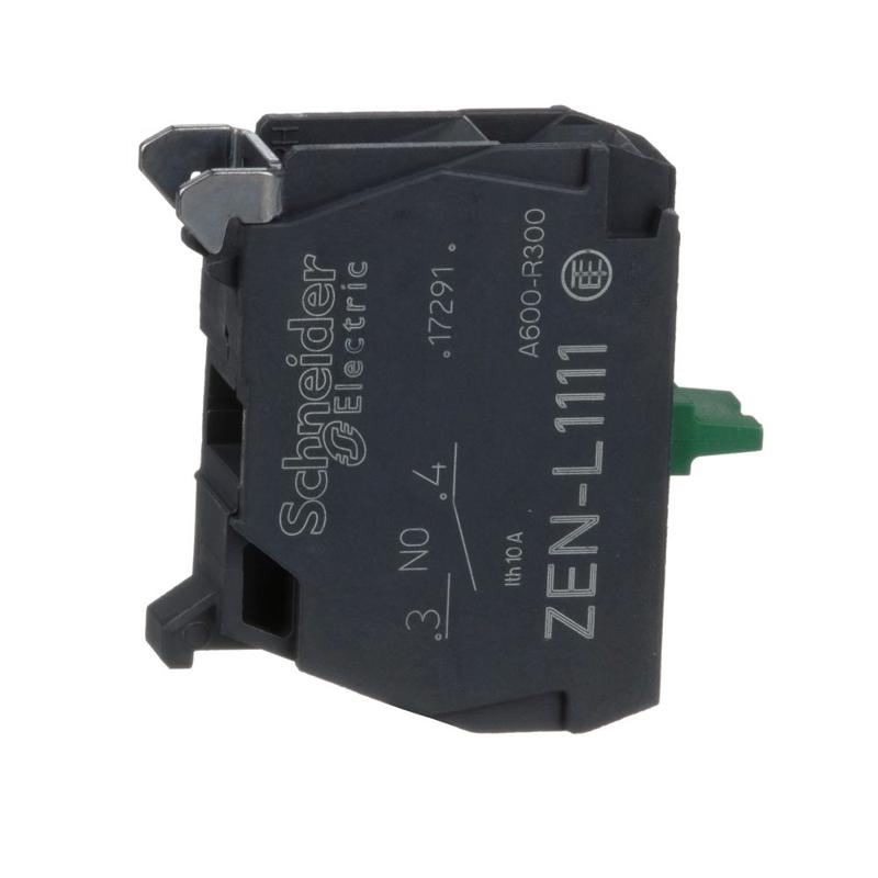 Schneider Electric single contact block for head Ø22 1NO screw clamp terminal, manufacturer catalog image