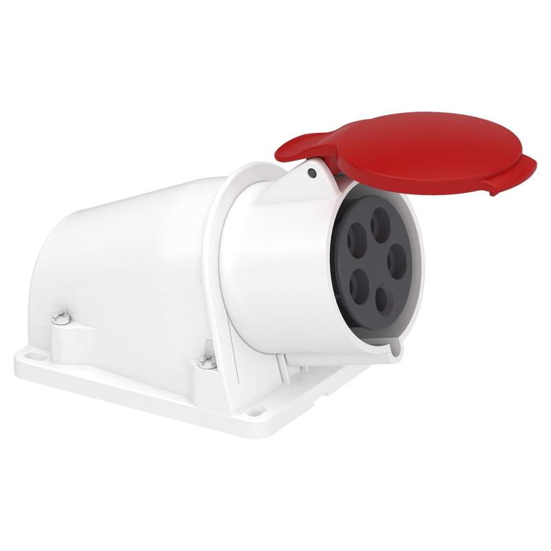 Schneider Electric PratiKa socket - screw - angled - 32A - 3P + N + E - 380...415 V AC - wall, manufacturer catalog image