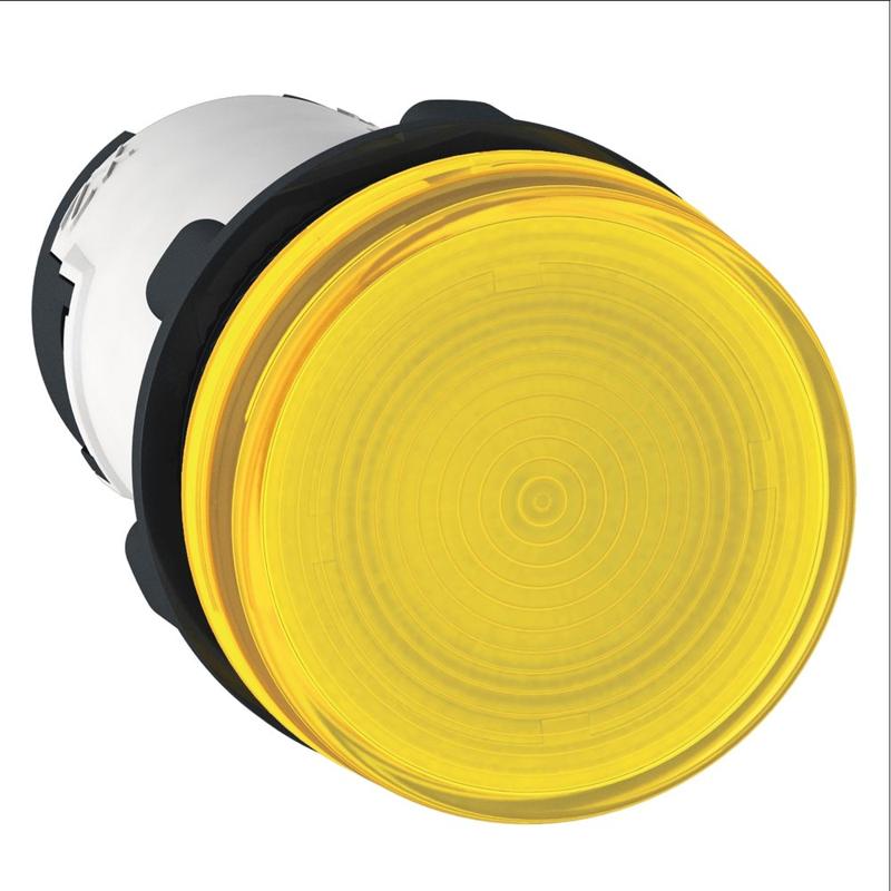 Schneider Electric Monolithic pilot light, plastic, yellow, Ø22, plain lens for BA9s bulb, <= 250 V, manufacturer catalog image