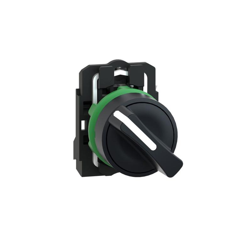 Schneider Electric Selector switch, plastic black, Ø22, 2 positions, stay put, 1 NO, manufacturer catalog image