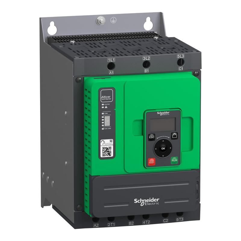 Schneider Electric Soft starter, Altistart 480, 110A, 208 to 690V AC, control supply 110 to 230V AC, manufacturer catalog image