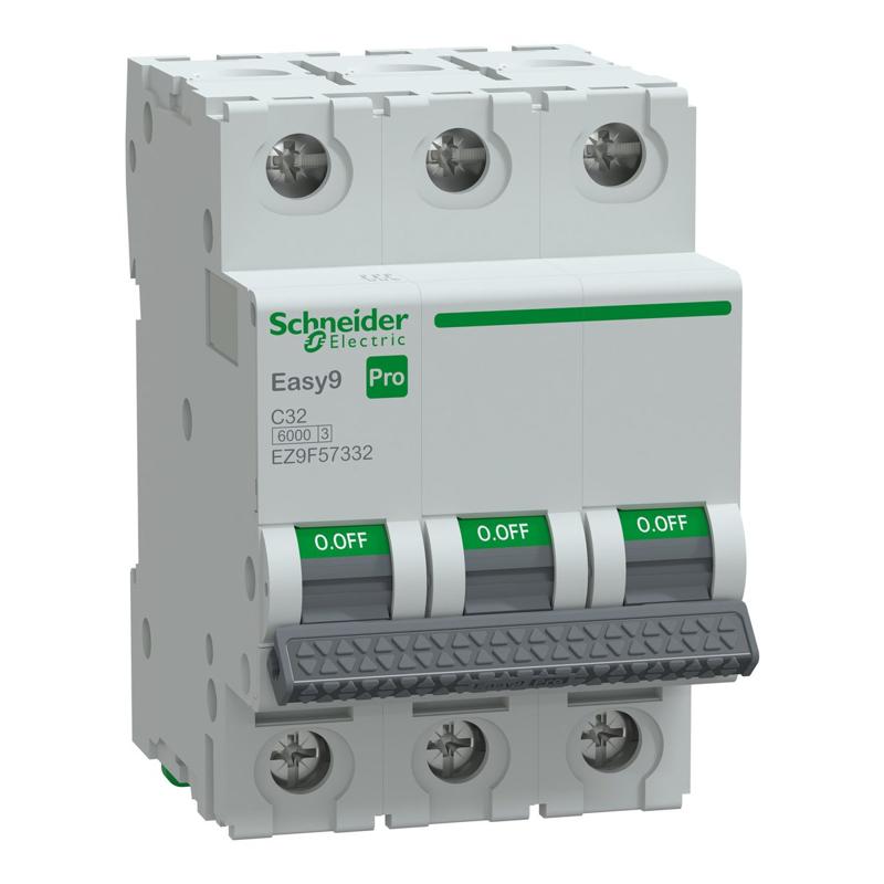 Schneider Electric Miniature Circuit Breaker(MCB), Easy9 Pro, 3P, 32A, C curve, 6000A(IEC/EN 60898-1), manufacturer catalog image