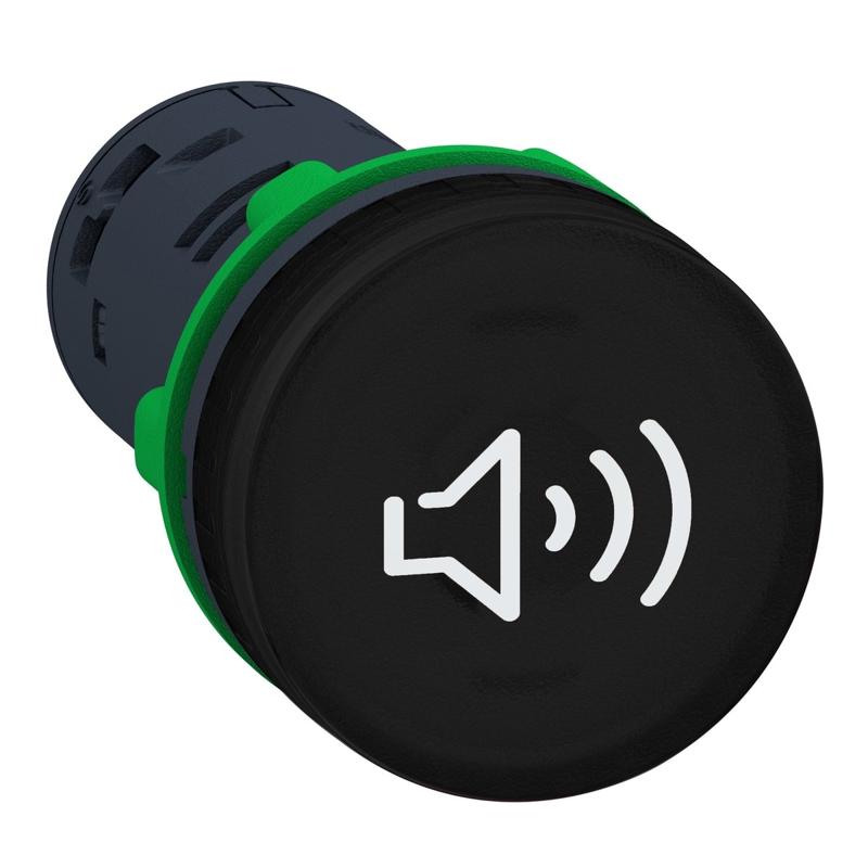 Schneider Electric Harmony XB5, Complete buzzer, plastic, Ø22, continuous or intermittent tone, 230…240 V AC, manufacturer catalog image