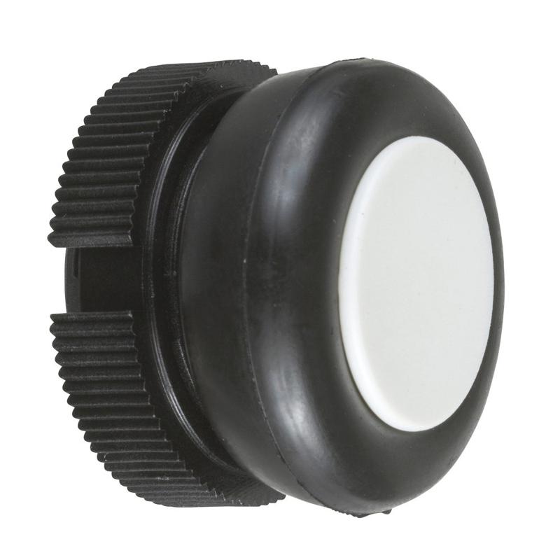Schneider Electric Harmony XAC, Push button head, plastic, white, booted, spring return, manufacturer catalog image