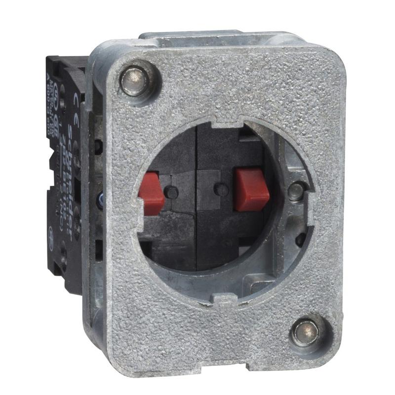 Schneider Electric spring return contact block - 2 NO - front mounting, 30 or 40 mm centres, manufacturer catalog image