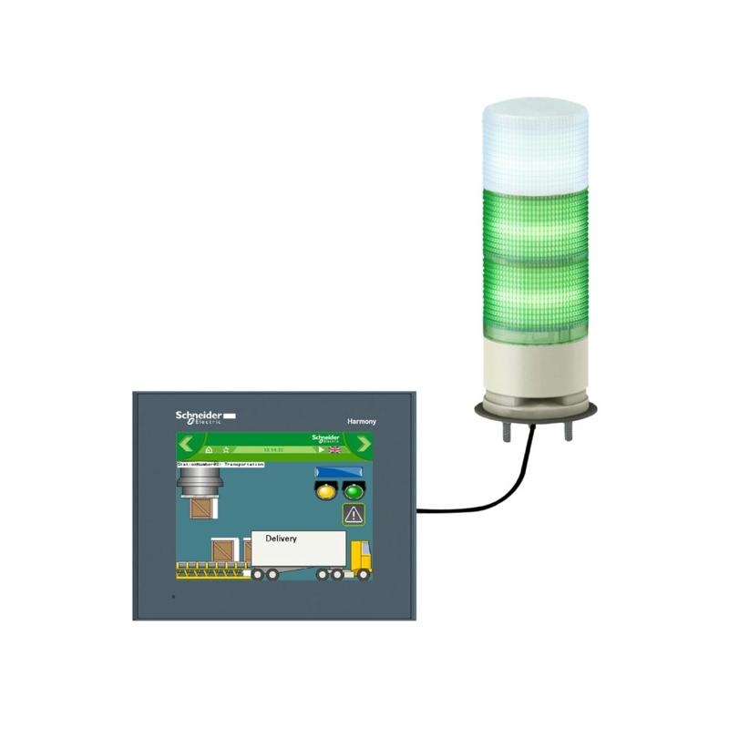Schneider Electric Multi-color USB Programmable tower lights -60mm- steady/flashing LED-buzzer, manufacturer catalog image