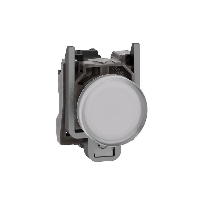 Schneider Electric Pilot light, metal, white, Ø22, plain lens with integral LED, 110…120 VAC, manufacturer catalog image