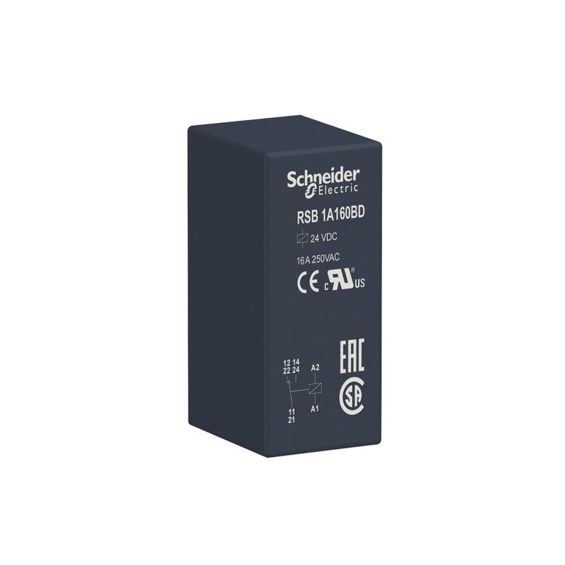 Schneider Electric interface plug-in relay - HARMONY RSB - 1 C/O - 24 V DC - 16 A, manufacturer catalog image