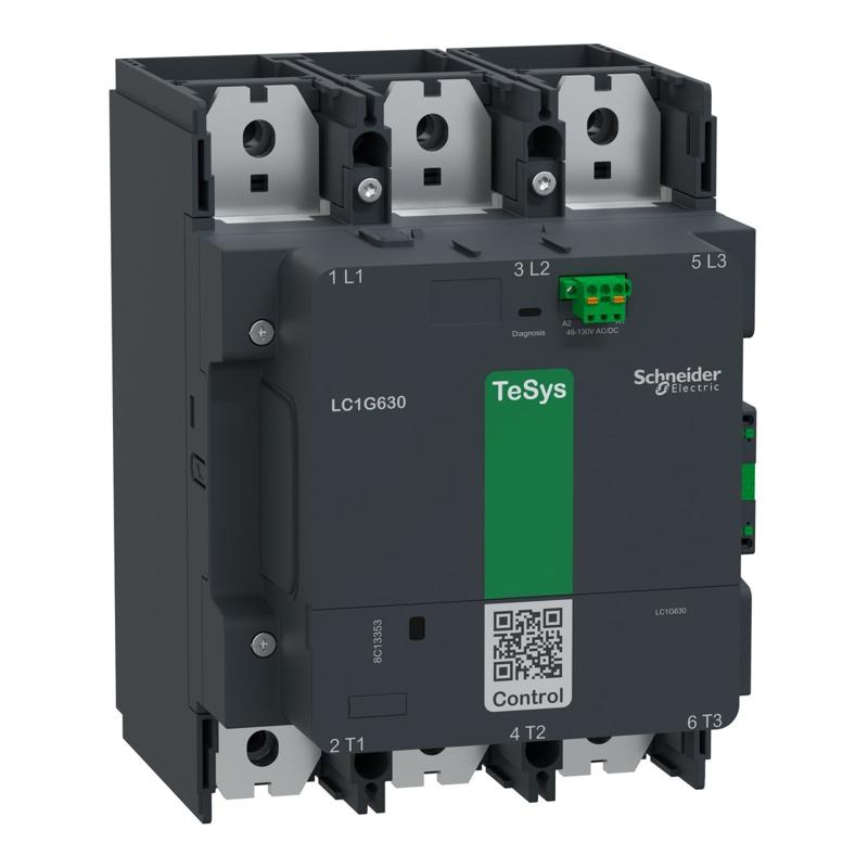 Schneider Electric High power contactor, TeSys Giga, 3 pole (3NO), AC-3 <=440V 630A, standard version, 100…250V wide band AC/DC coil, manufacturer catalog image
