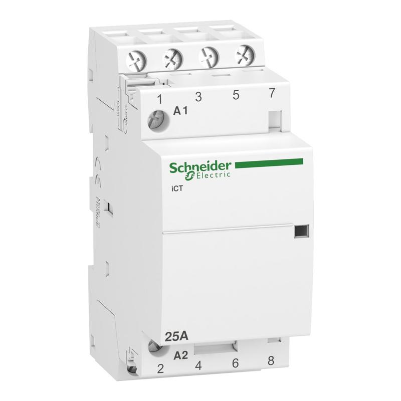 Schneider Electric contactor iCT - 4 poles - 4 NO - 25 A - 220..240 V AC, manufacturer catalog image