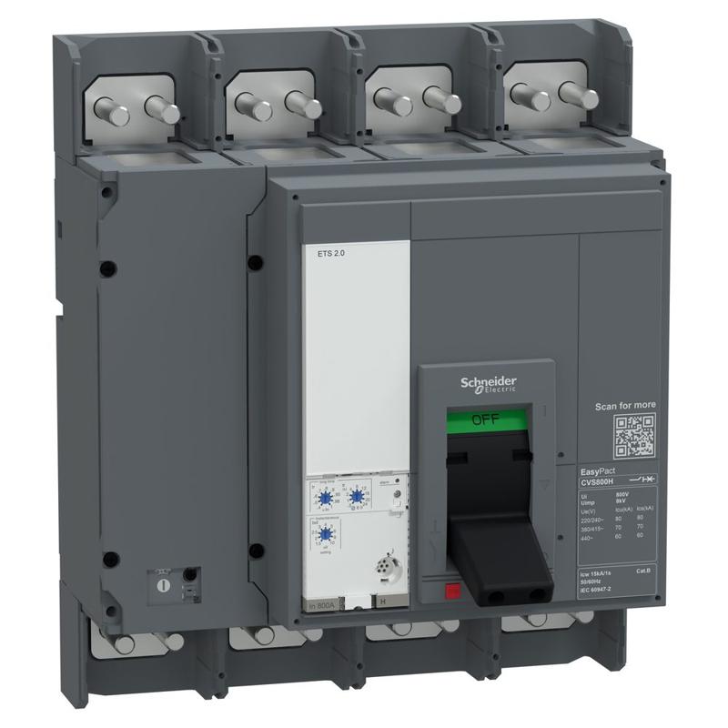 Schneider Electric circuit breaker, EasyPact CVS, 800A, 50kA, 4P4D, 415V AC, manufacturer catalog image