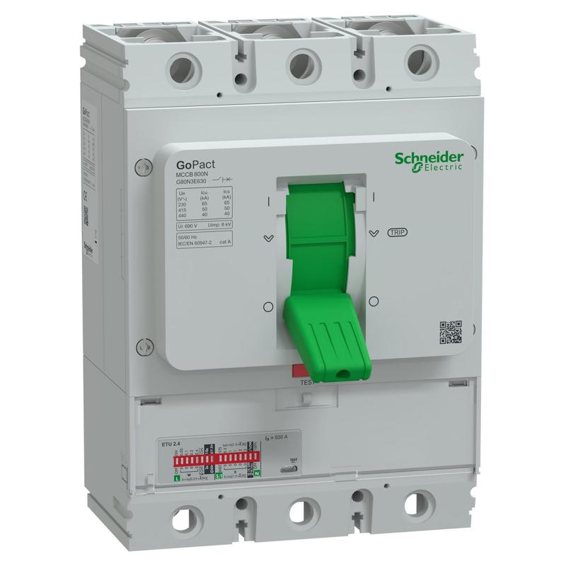 Schneider Electric GoPact MCCB 800 circuit breaker, 630 A at 40 °C, manufacturer catalog image
