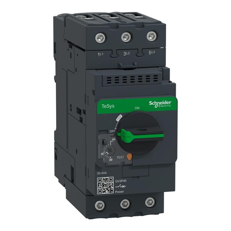 Schneider Electric Motor circuit breaker, TeSys GV3, 3P, 30-40 A, thermal magnetic, EverLink terminals, manufacturer catalog image