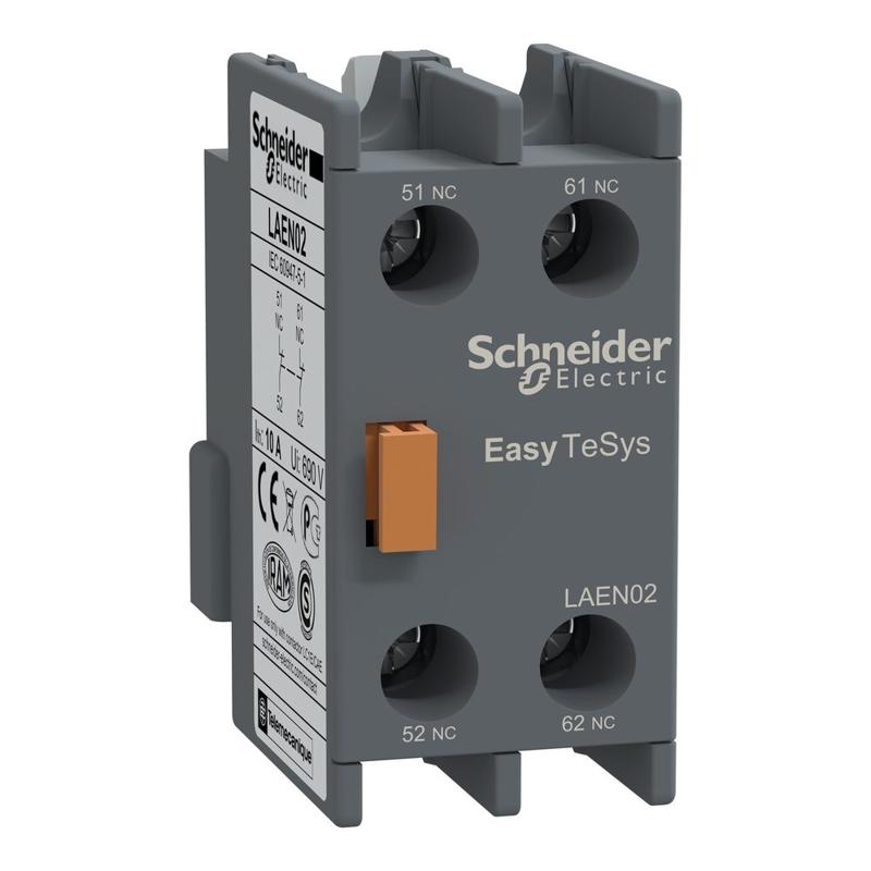 Schneider Electric EasyPact TVS - auxiliary contact block - 2 NC - screw-clamps terminals, manufacturer catalog image