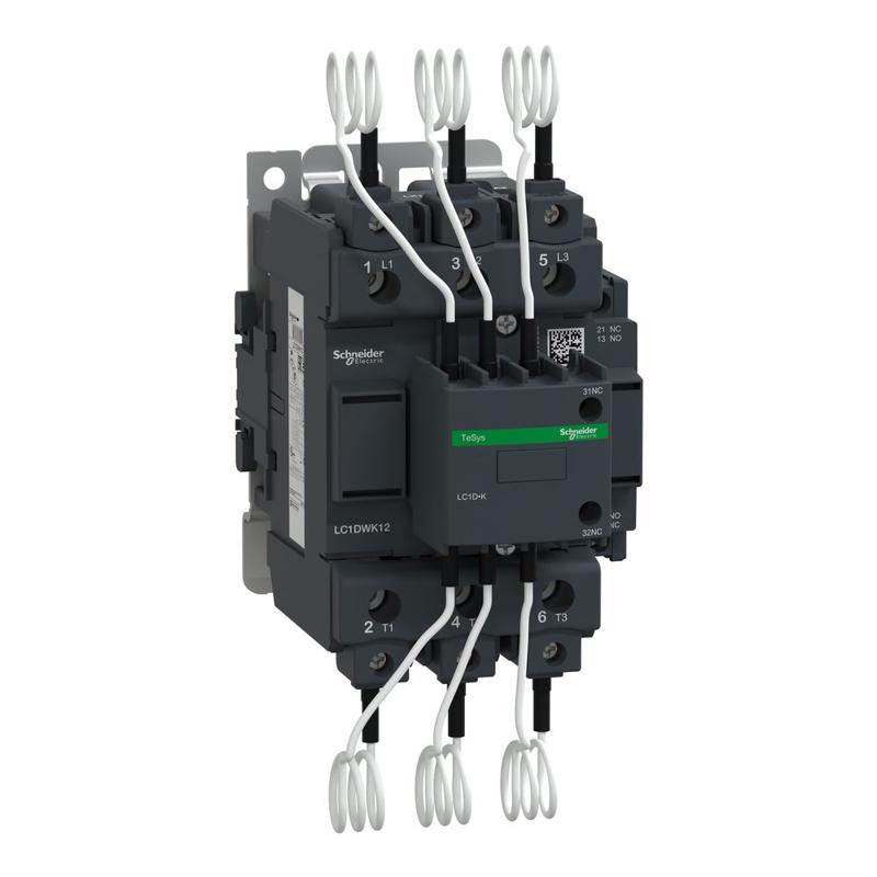 Schneider Electric Capacitor contactor, TeSys D, 63 kVAR at 400 V/50 Hz, coil 220 V AC 50/60 Hz, manufacturer catalog image