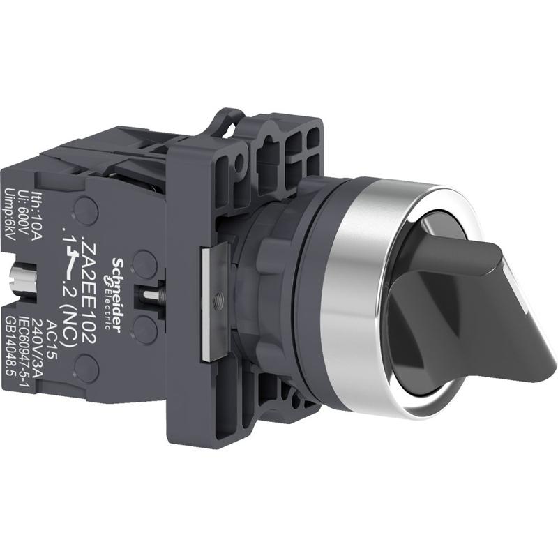 Schneider Electric selector switch - Ø22 - standard handle - 2 positions - 1NO+1NC, manufacturer catalog image