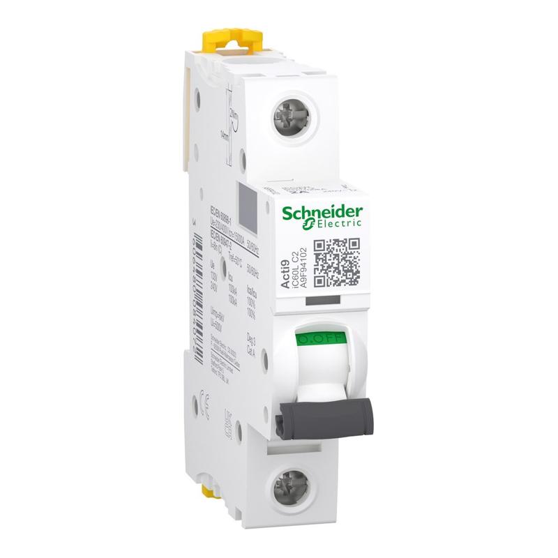 Schneider Electric iC60L - miniature circuit breaker - 1P - 2A - C curve, manufacturer catalog image